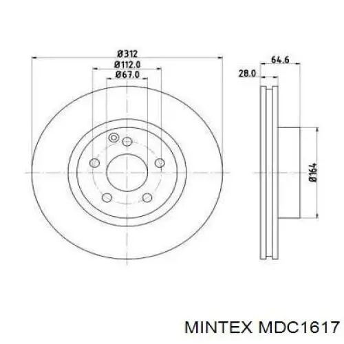 MDC1617 Mintex диск тормозной передний