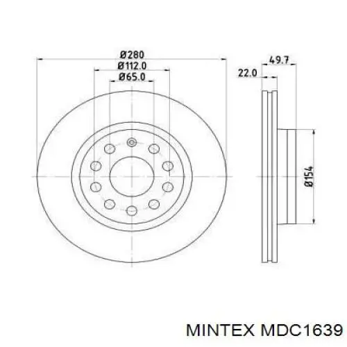 Диск тормозной передний Mintex MDC1639