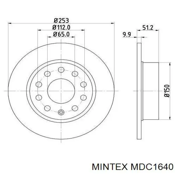 MDC1640 Mintex диск тормозной задний