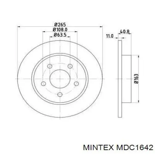 MDC1642 Mintex диск тормозной задний