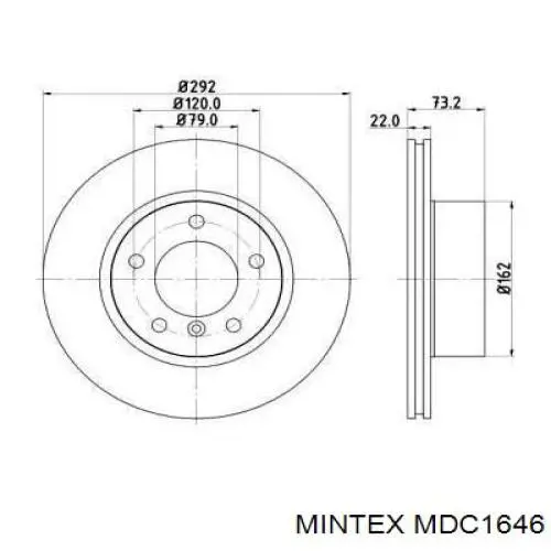 MDC1646 Mintex диск тормозной передний