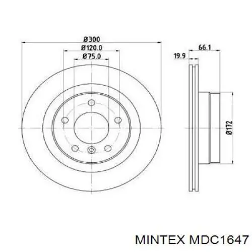 MDC1647 Mintex диск тормозной задний