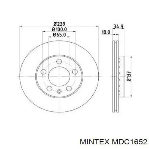 MDC1652 Mintex диск тормозной передний