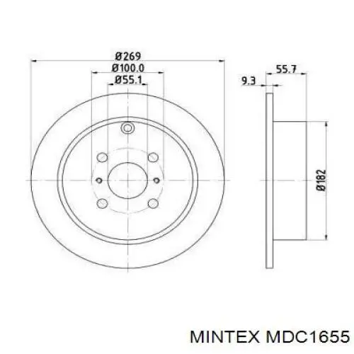 MDC1655 Mintex диск тормозной задний
