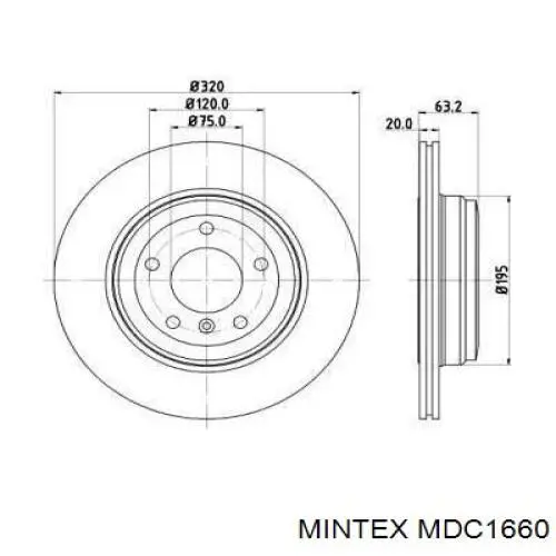 MDC1660 Mintex диск тормозной задний