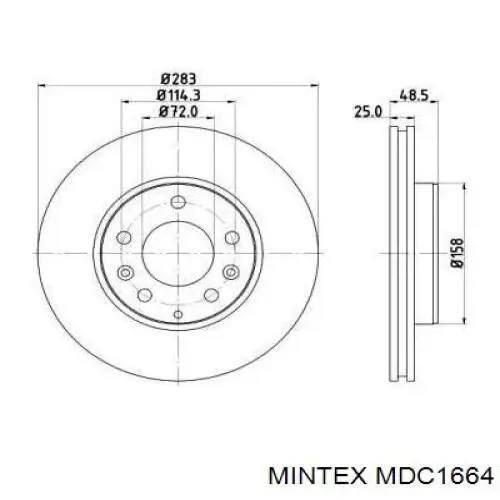 MDC1664 Mintex диск тормозной передний
