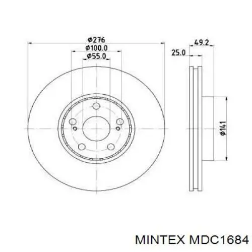 MDC1684 Mintex диск тормозной передний