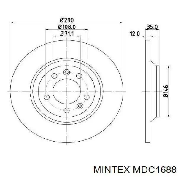 MDC1688 Mintex диск тормозной задний