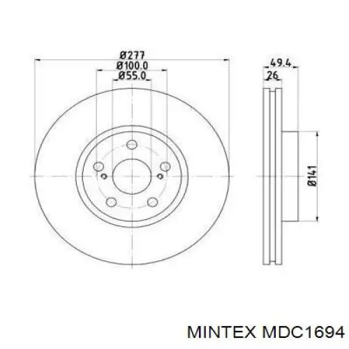 MDC1694 Mintex диск тормозной передний