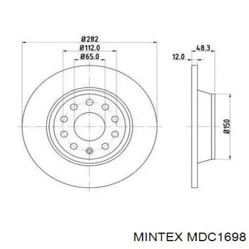 MDC1698 Mintex диск тормозной задний