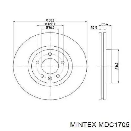 MDC1705 Mintex диск тормозной передний
