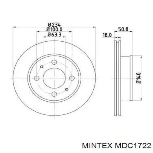 MDC1722 Mintex диск тормозной передний