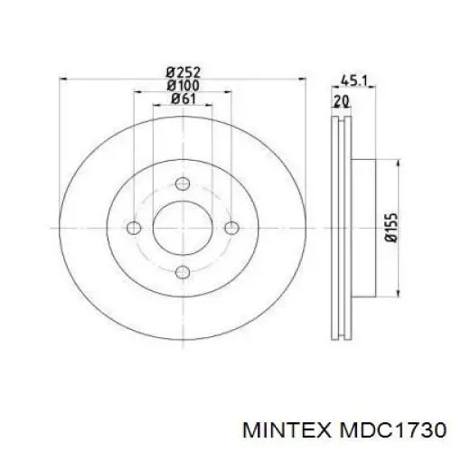MDC1730 Mintex диск тормозной передний