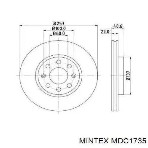 MDC1735 Mintex диск тормозной передний