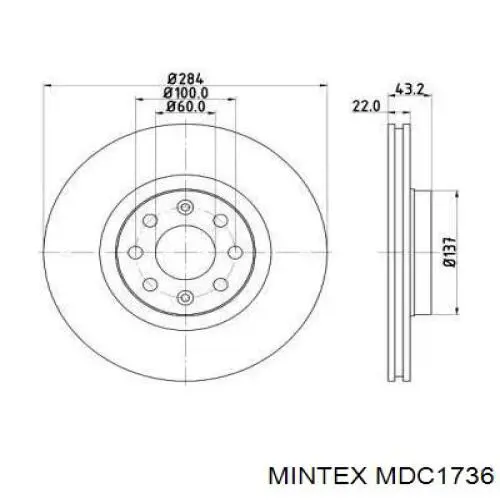 MDC1736 Mintex диск тормозной передний