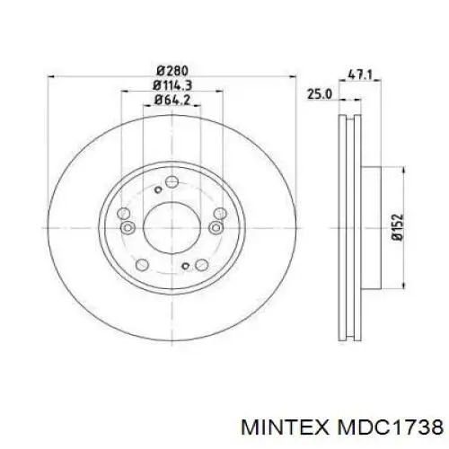 Диск тормозной передний Mintex MDC1738