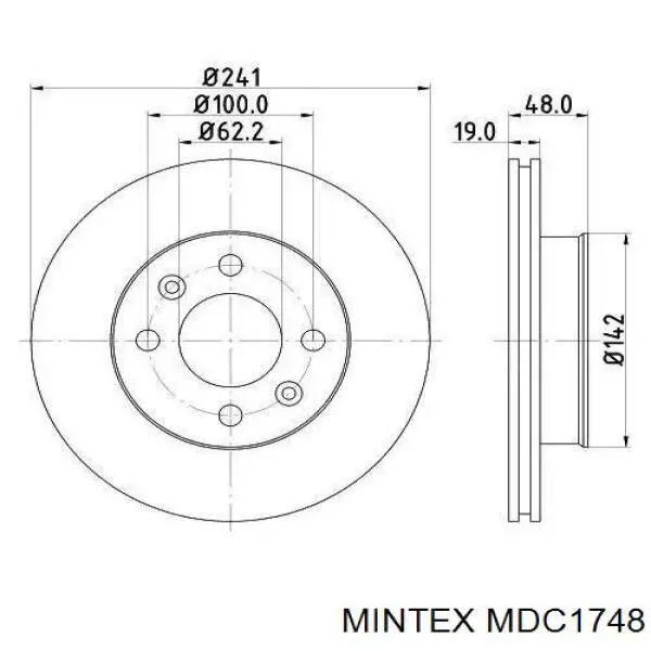 Диск тормозной передний Mintex MDC1748