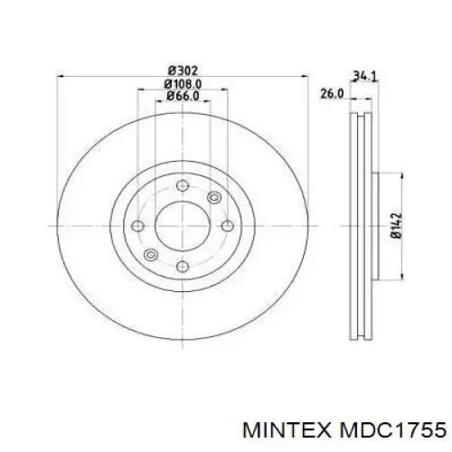 MDC1755 Mintex диск тормозной передний