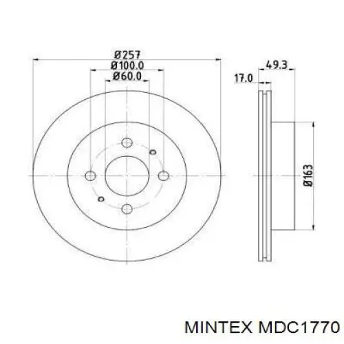 MDC1770 Mintex диск тормозной передний