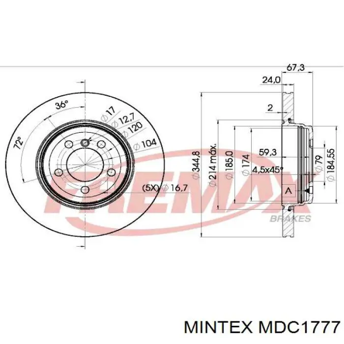 Тормозные диски MDC1777 Mintex