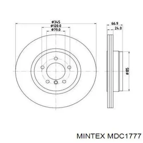 Диск тормозной задний Mintex MDC1777