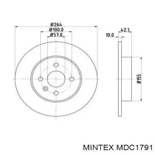 Диск тормозной задний Mintex MDC1791