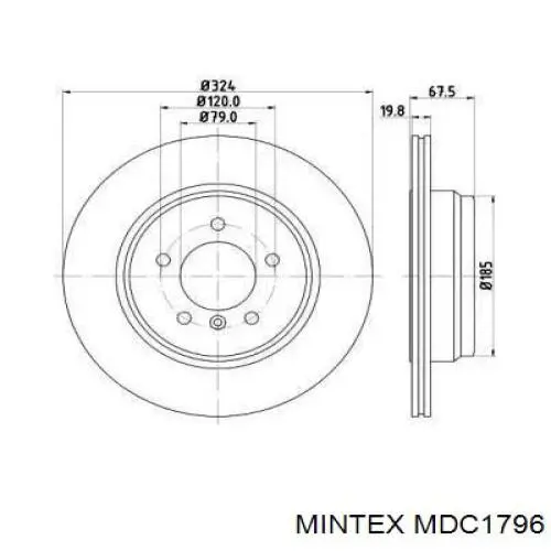 Диск тормозной задний Mintex MDC1796