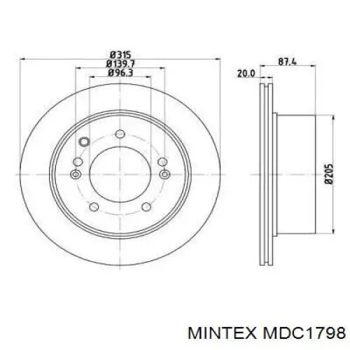 MDC1798 Mintex диск тормозной задний