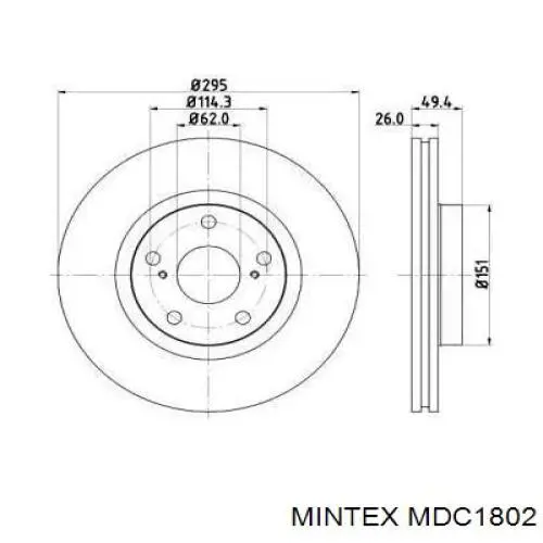 MDC1802 Mintex диск тормозной передний