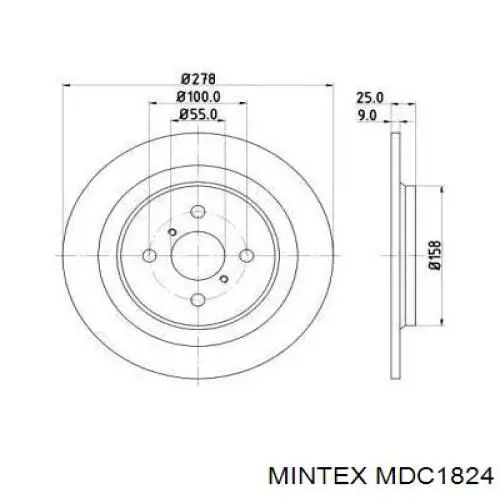 MDC1824 Mintex диск тормозной задний