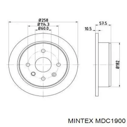 Диск тормозной задний Mintex MDC1900