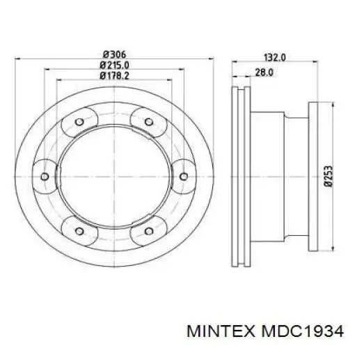 MDC1934 Mintex диск тормозной задний