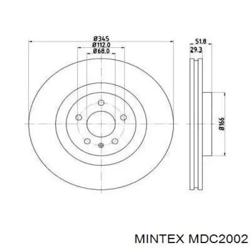 MDC2002 Mintex диск тормозной передний