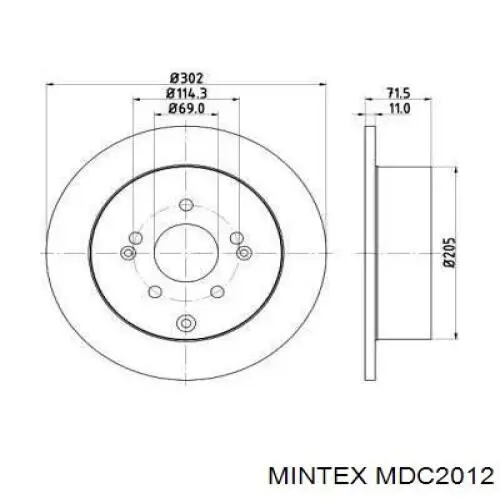 MDC2012 Mintex диск тормозной задний