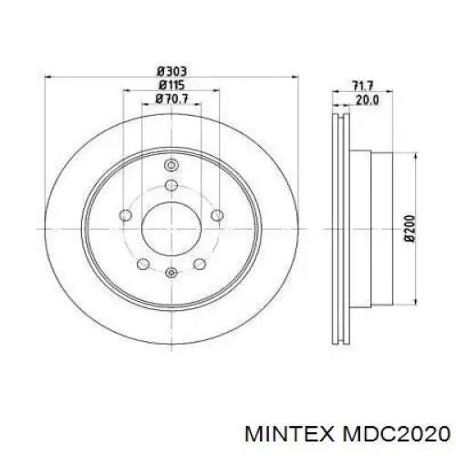 MDC2020 Mintex диск тормозной задний