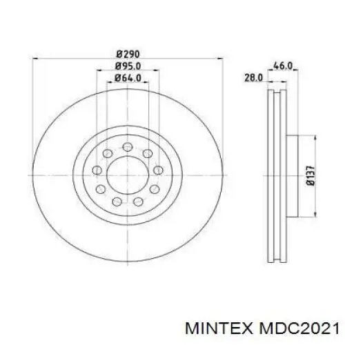 MDC2021 Mintex диск тормозной передний