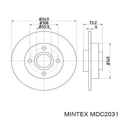 MDC2031 Mintex диск тормозной задний