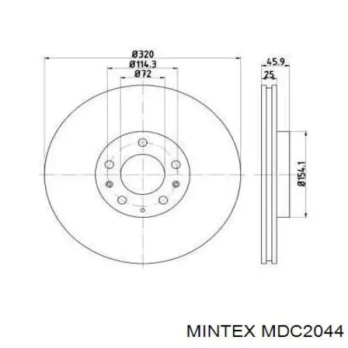 MDC2044 Mintex диск тормозной передний