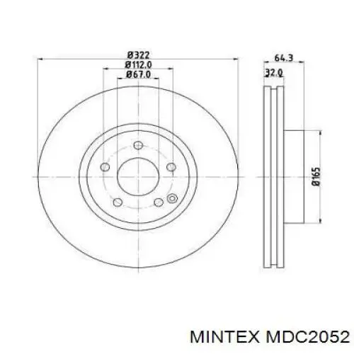 MDC2052 Mintex диск тормозной передний