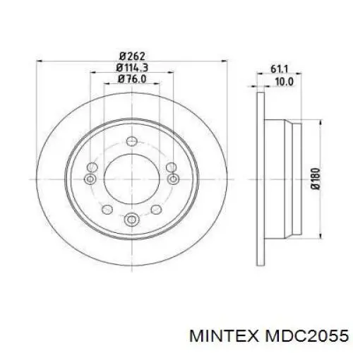 MDC2055 Mintex диск тормозной задний