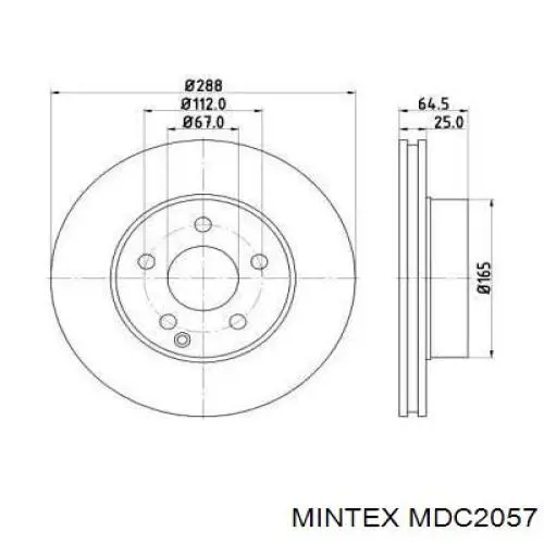 MDC2057 Mintex диск тормозной передний