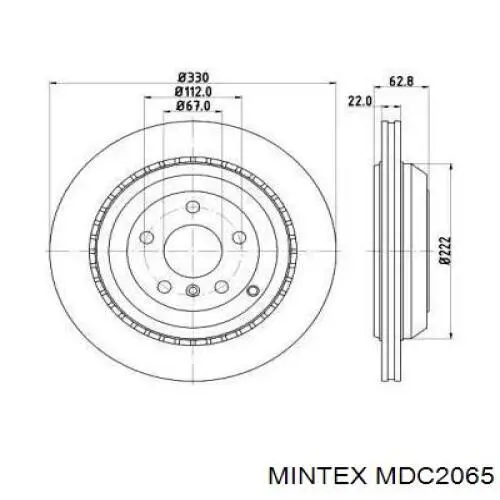Диск тормозной задний Mintex MDC2065