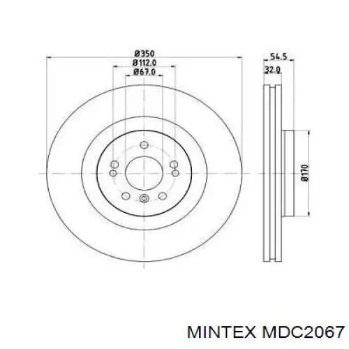 MDC2067 Mintex диск тормозной передний