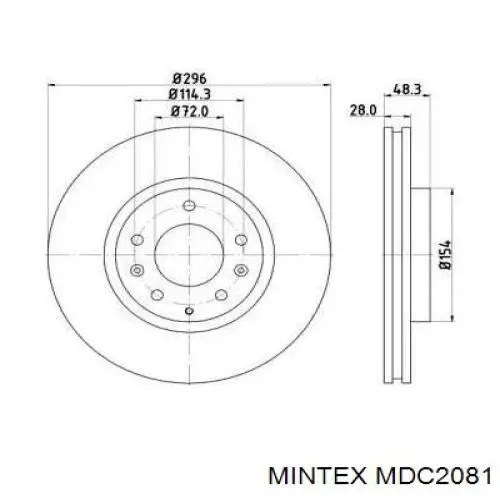 MDC2081 Mintex диск тормозной передний