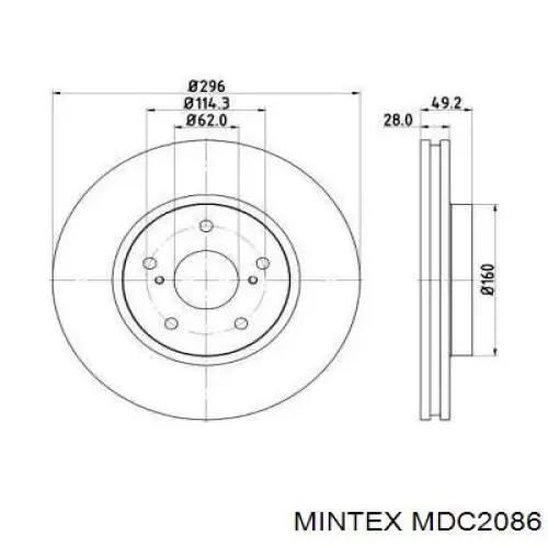 Диск тормозной передний Mintex MDC2086