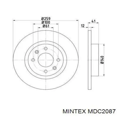 MDC2087 Mintex диск тормозной передний