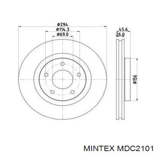 MDC2101 Mintex диск тормозной передний