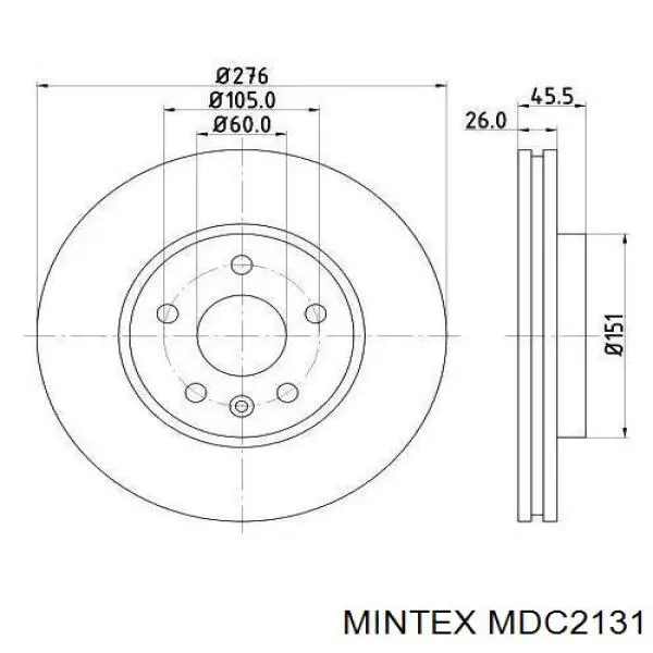 Диск тормозной передний Mintex MDC2131