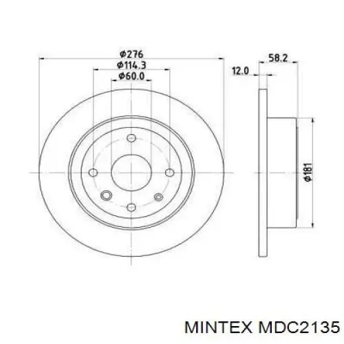 Диск тормозной задний Mintex MDC2135