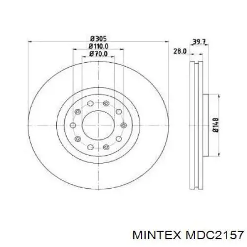 MDC2157 Mintex диск тормозной передний